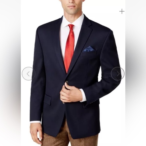 Michael Kors Mens 40L Navy Blue Wool Blend Blazer Sport Coat Suit Jacket (BR) - Picture 1 of 6